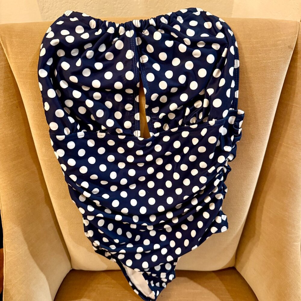 Navy & White Polka-Dot One-Piece Swimsuit